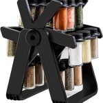 ECVV Rotating Spice Rack Organizer with 18 Glass Spice Jars, Revolving Spice Rack Set, 360° Degree Rotating Ferris Wheel Spice Rack, Removable Spice Rack